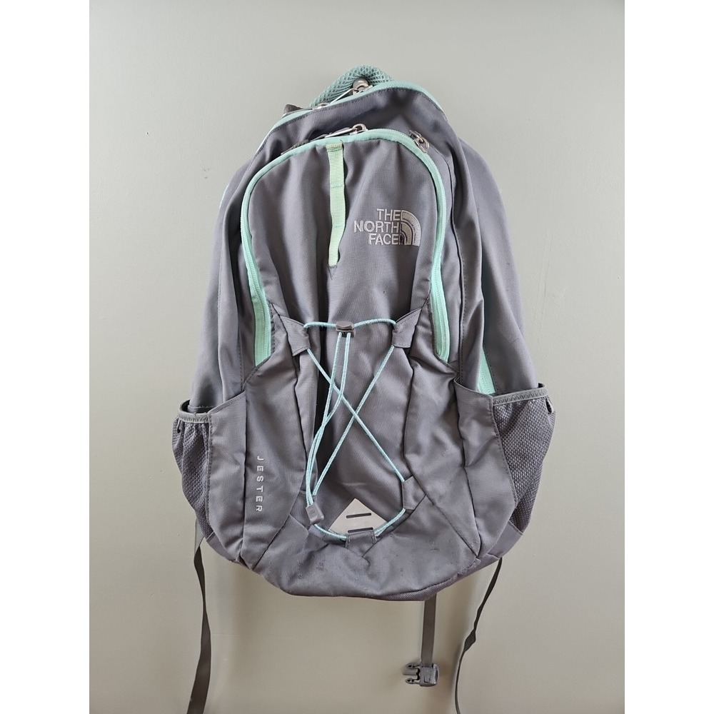 The North Face Jester Backpack Grey Teal Travel College School Bag